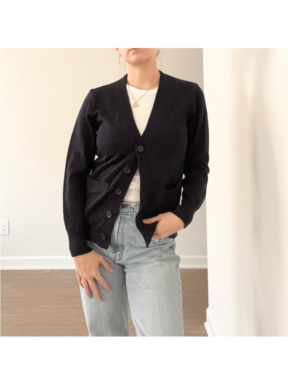 French Toast Navy V-Neck Button Cardigan Sweater